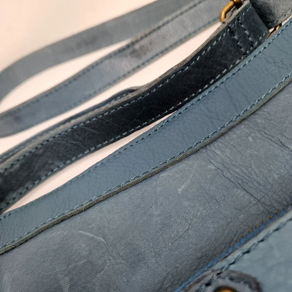 Lucky Brand Boho Blue Leather Crossbody Bag - Picture 3 of 16